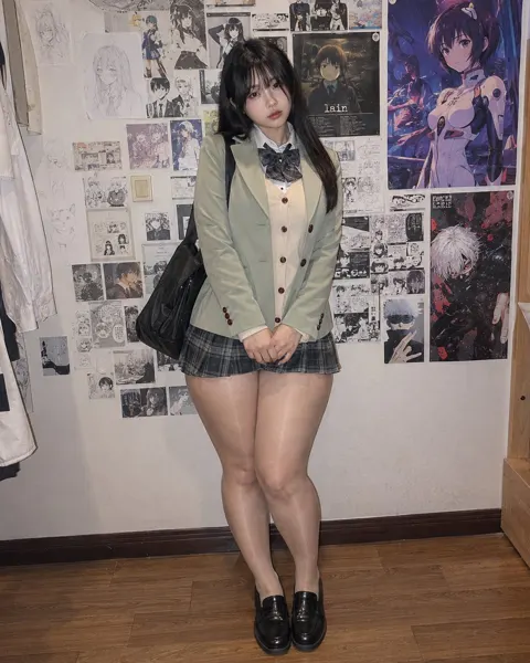 Ultra realistic indoor japanese school uniform portrait