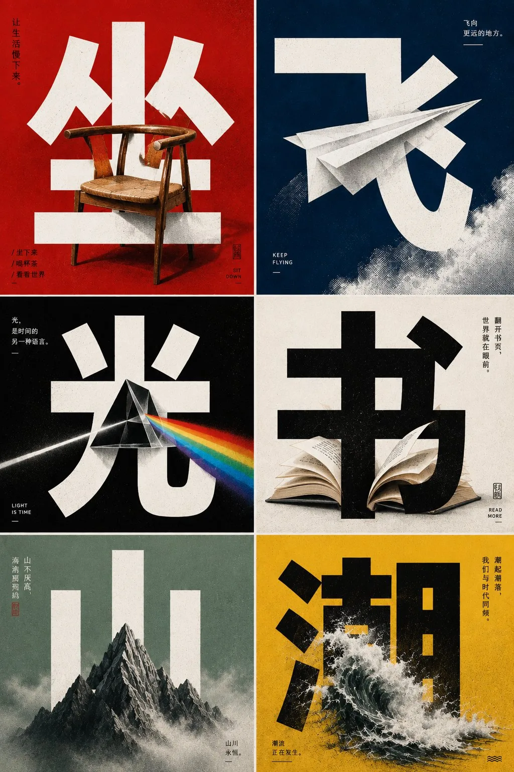 Graphic design chinese poster with interwoven objects — After
