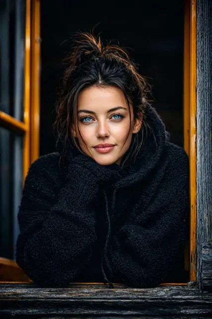 Ultra realistic window blue eyes