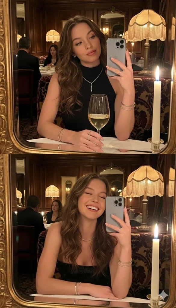 Elegant lady mirror selfie — After