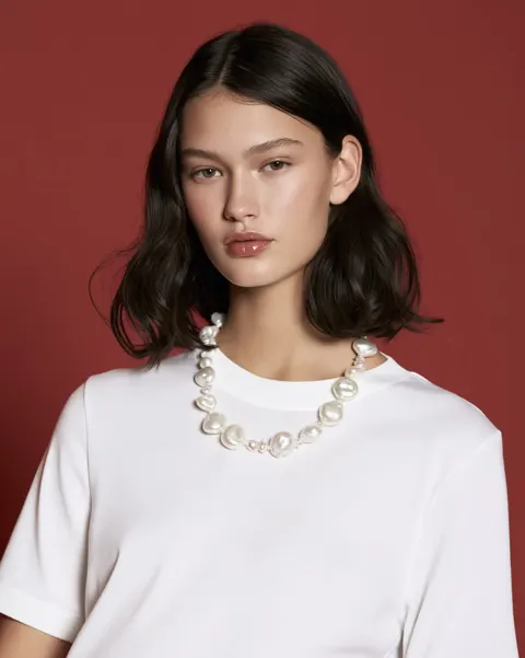 Luxury beauty fashion portrait pearl necklace