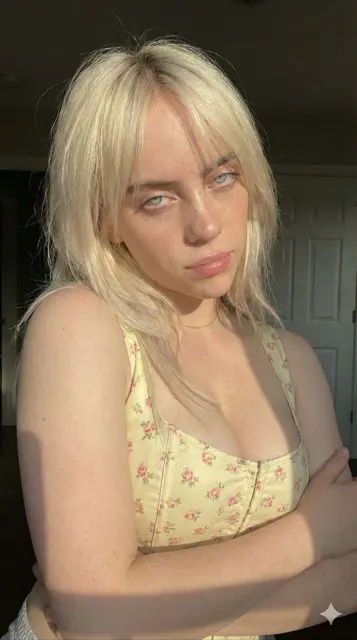 Sunlit freckled blonde close up