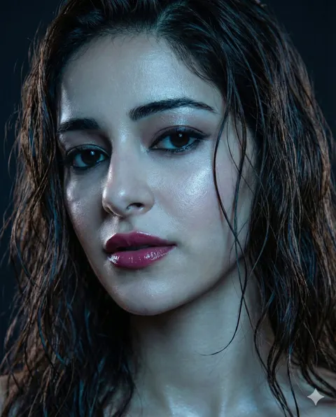 Moody blue wet hair girl