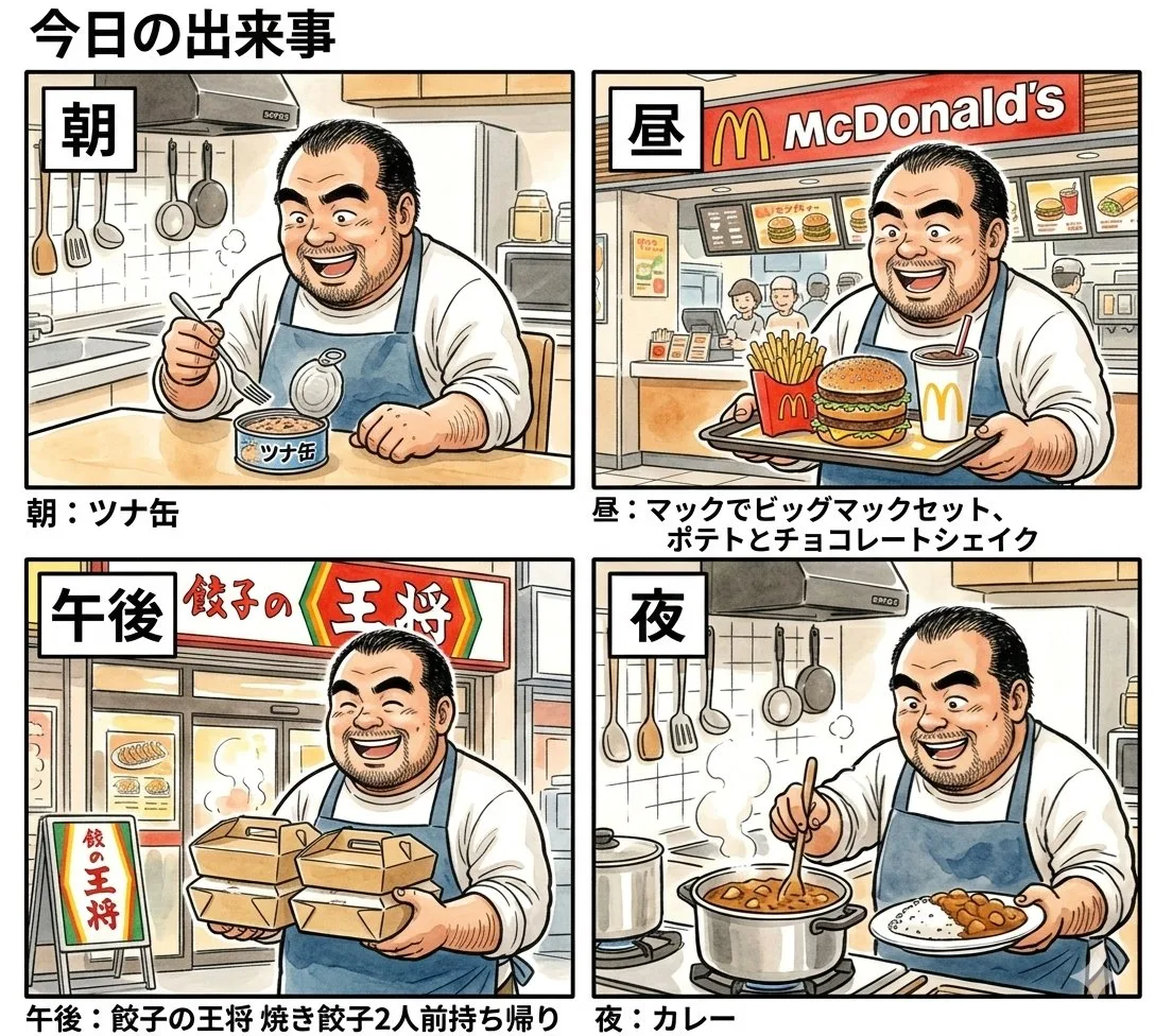 Foodie daily 4 panel comic — Sonra