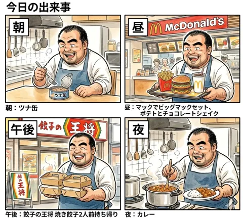 Foodie daily 4 panel comic