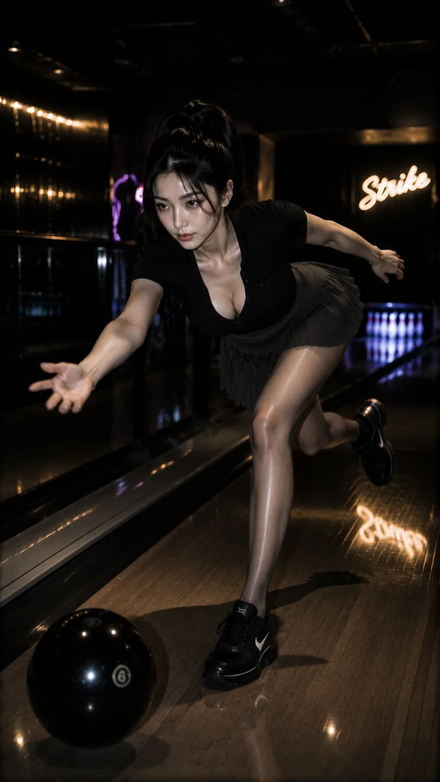 Black pearl dark gold ccd bowling girl — Sonra