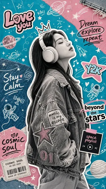 Y2k scrapbook collage music poster design