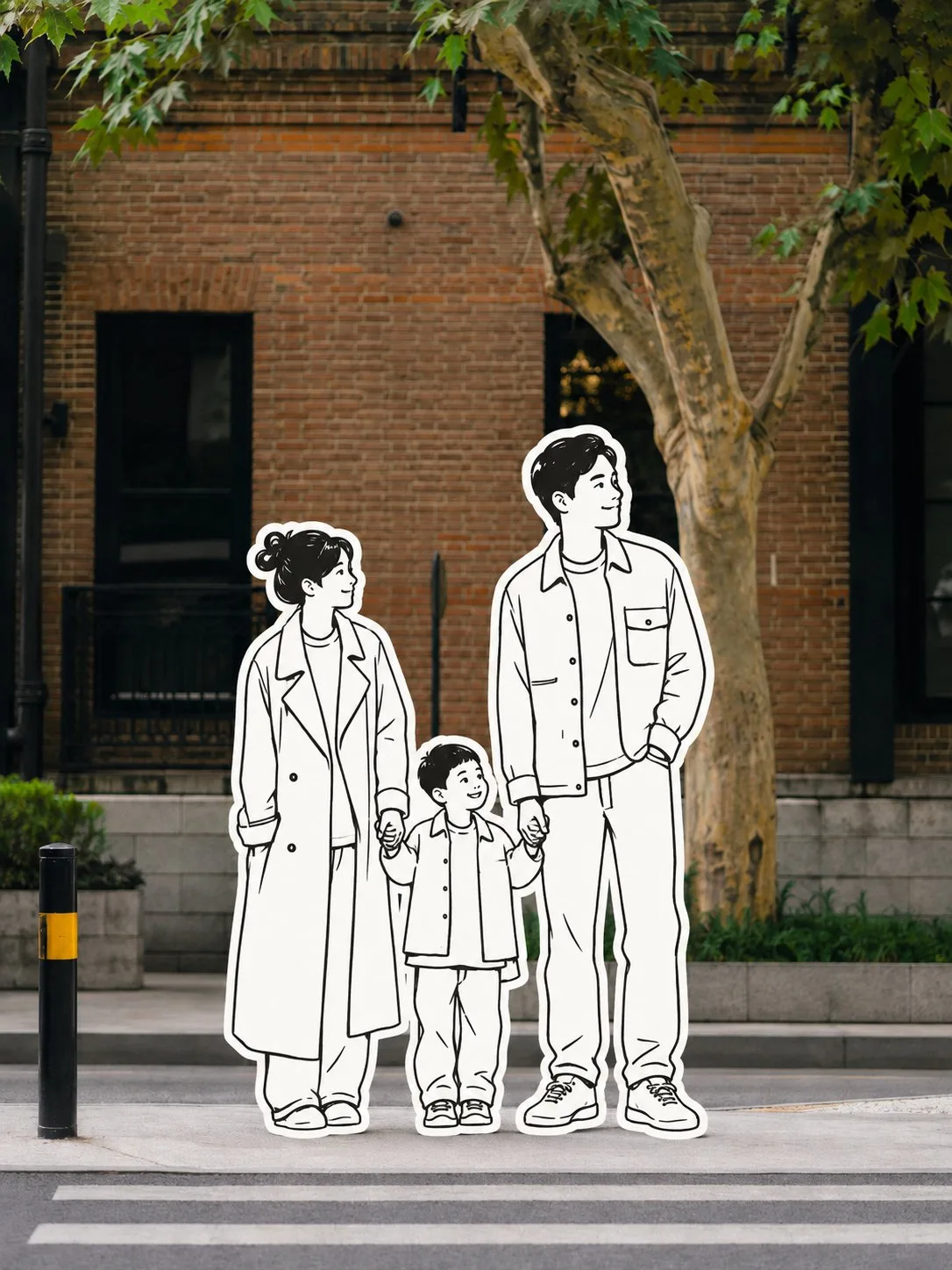 Minimalist bw line art sticker mixed media photography — After