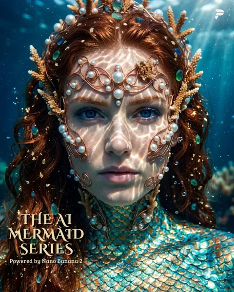 Hyper realistic cinematic mermaid sovereign portrait