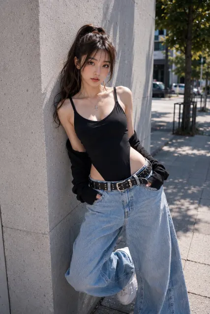Japanese street fashion concrete wall portrait iphone photography