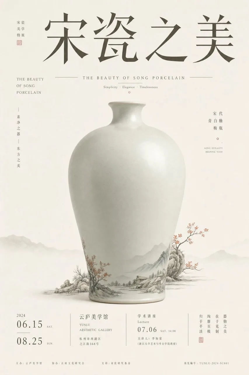 Beauty of song porcelain qingbai plum vase oriental poster — After