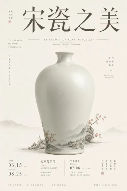 Beauty of song porcelain qingbai plum vase oriental poster