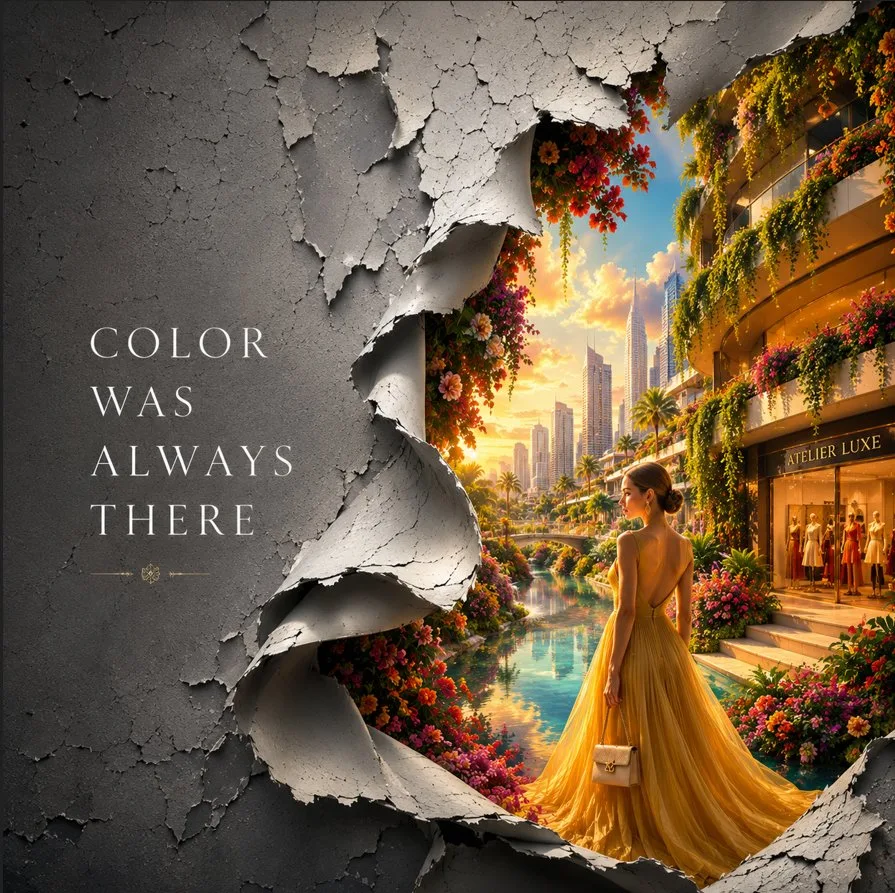 Monochrome world peeling paint revealing colors — Sonra