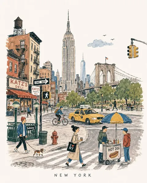 Mid century european travel book illustration prompt