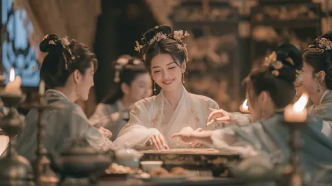 Tang dynasty noblewomen night gathering shuanglu