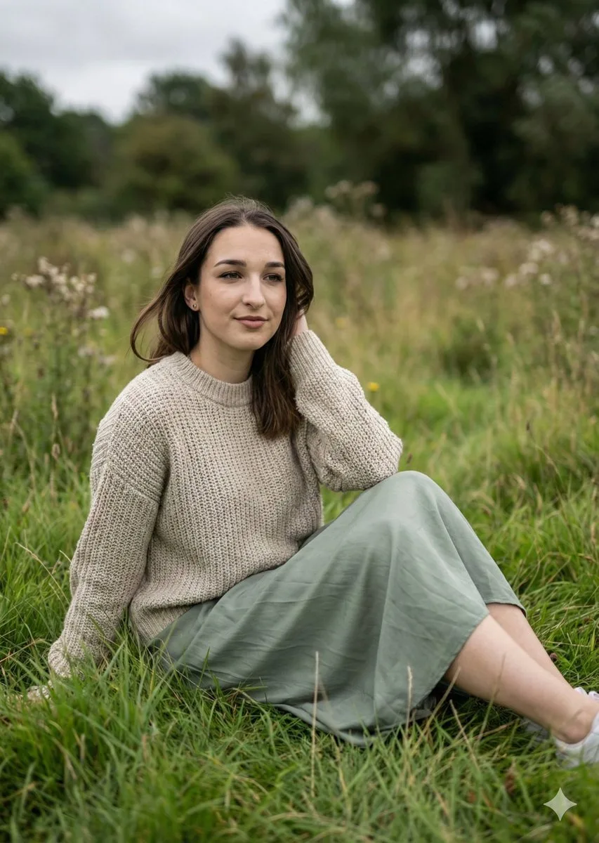 Serene forest girl meadow afternoon — Sonra
