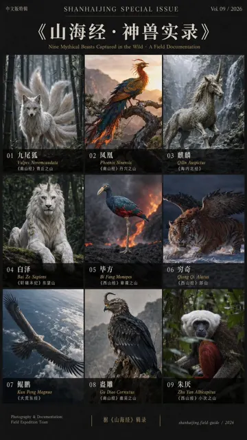 Vertical shanhaijing beast photography poster