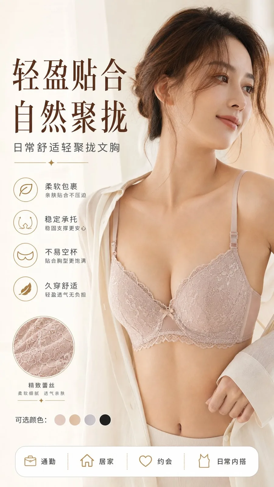 Premium japanese style lingerie ecommerce detail pages — Sonra