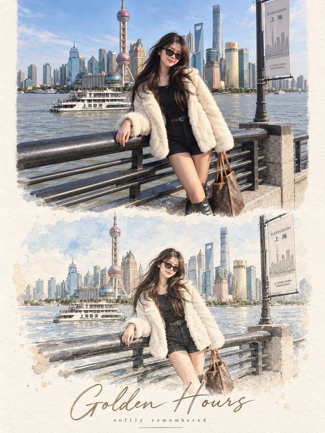 Premium minimal watercolor vignette photo to illustration — After
