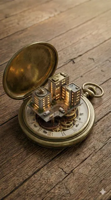 Miniature mechanical metropolis in watch