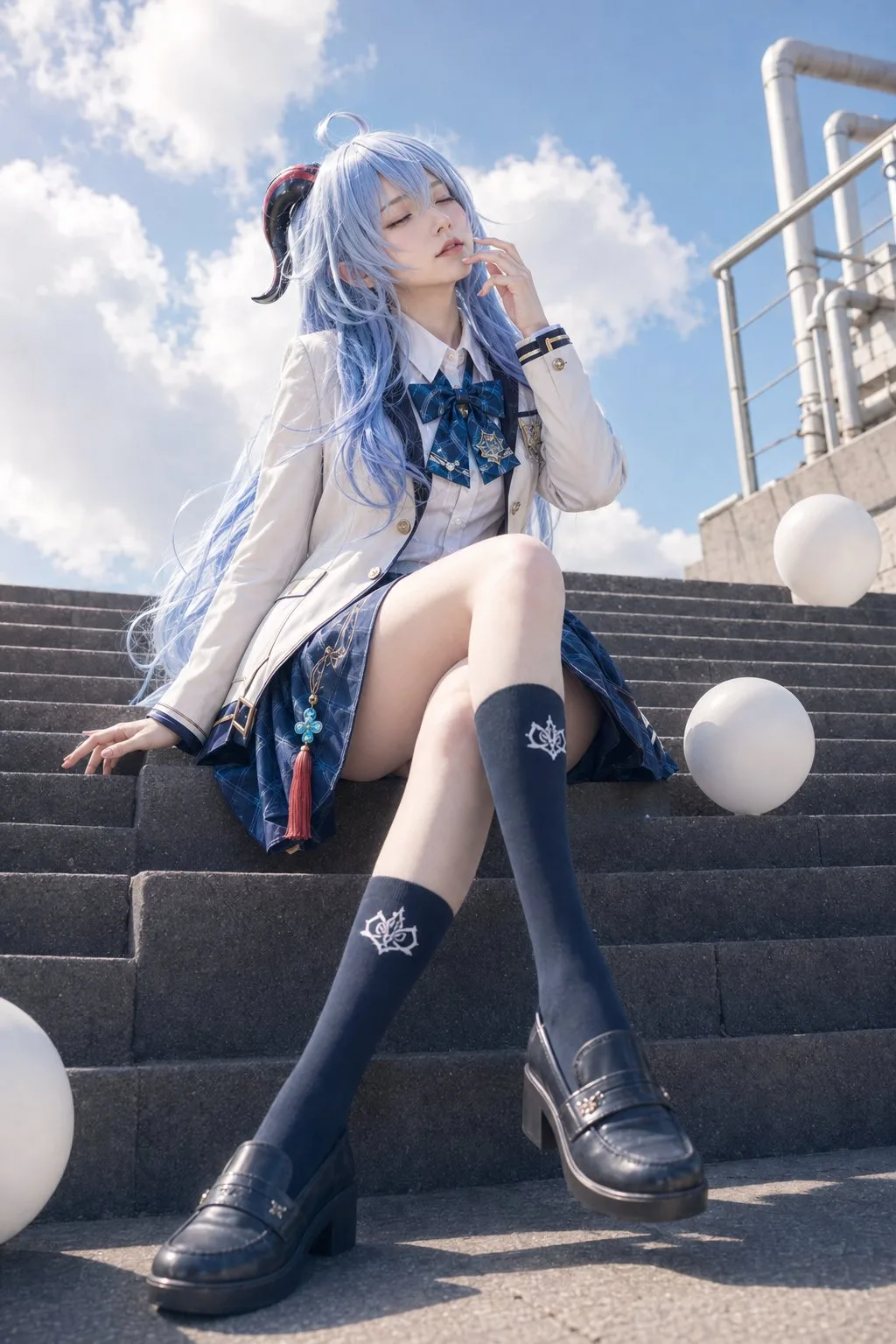 Summer blue sky low angle clear portrait — After