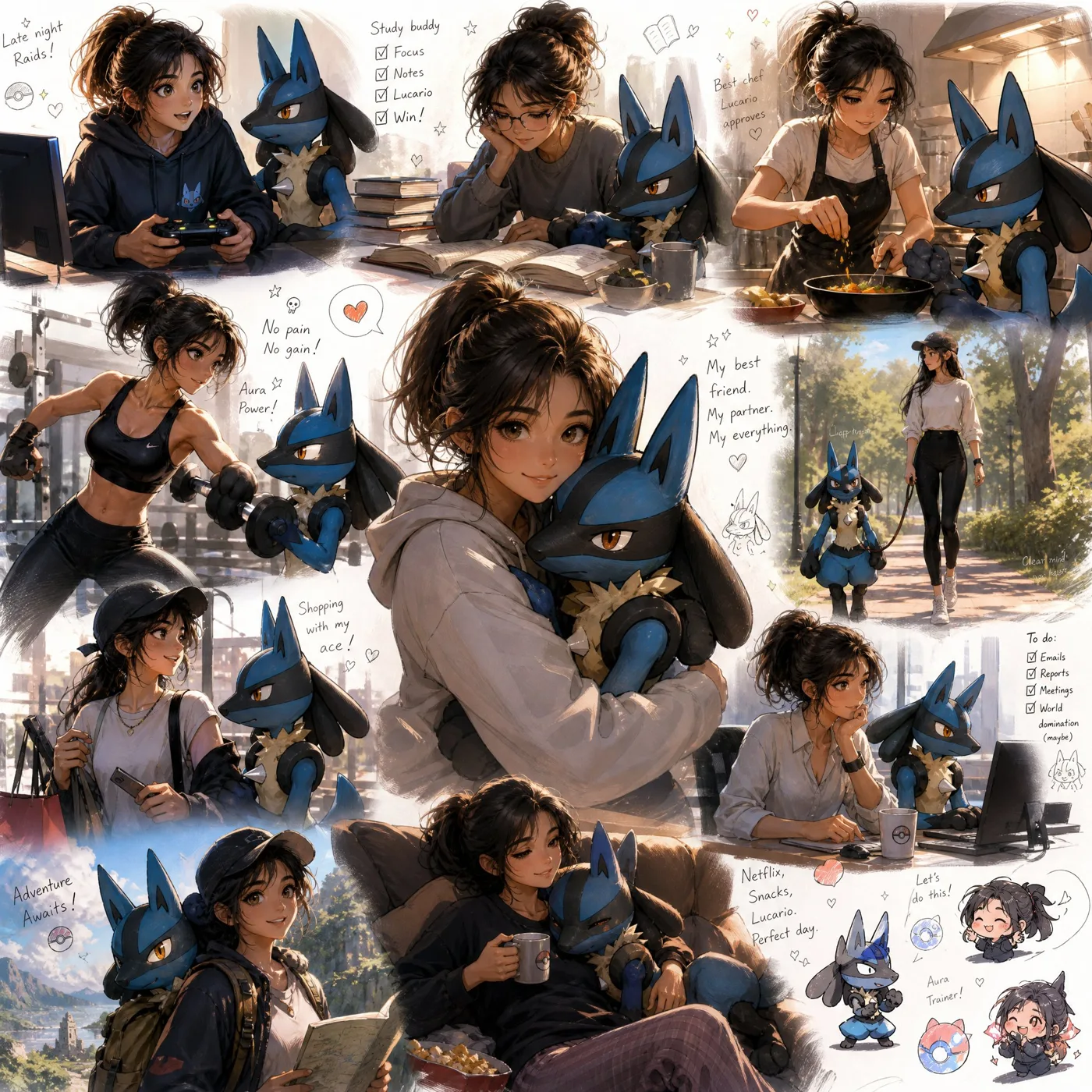 Ultra realistic pixar anime pokemon sketchbook collage — Sonra