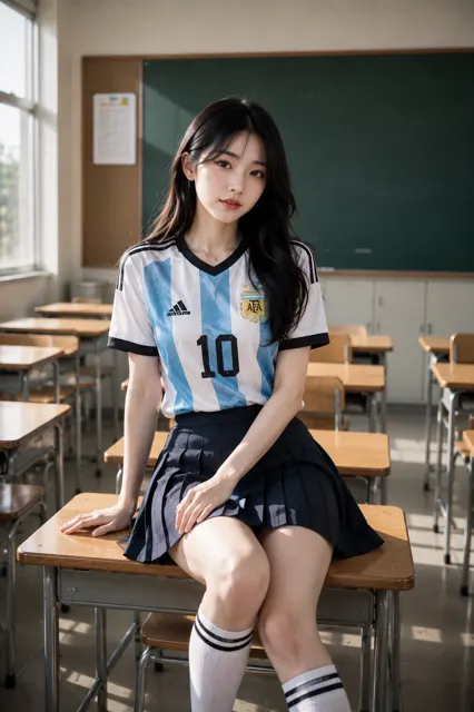 Korean model argentina jersey classroom fashion editorial