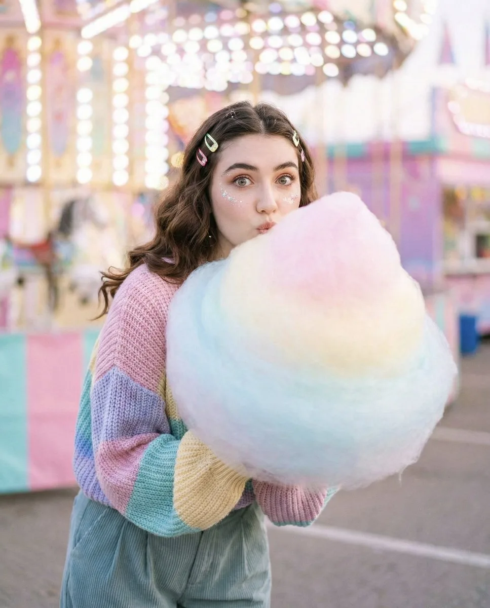 Playful gaze through cotton candy — After