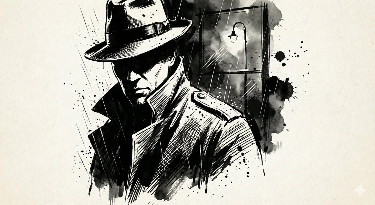 High contrast ink noir portrait — Sonra