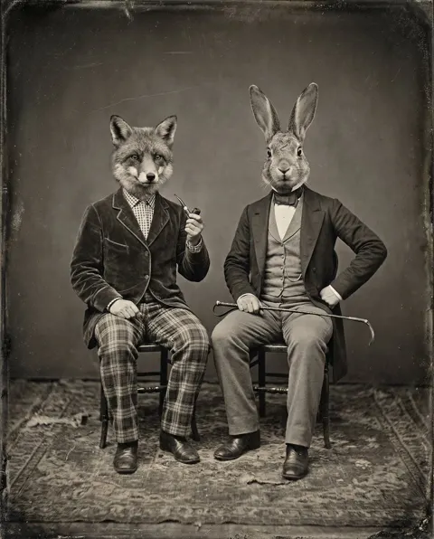 Victorian fox rabbit gentlemen