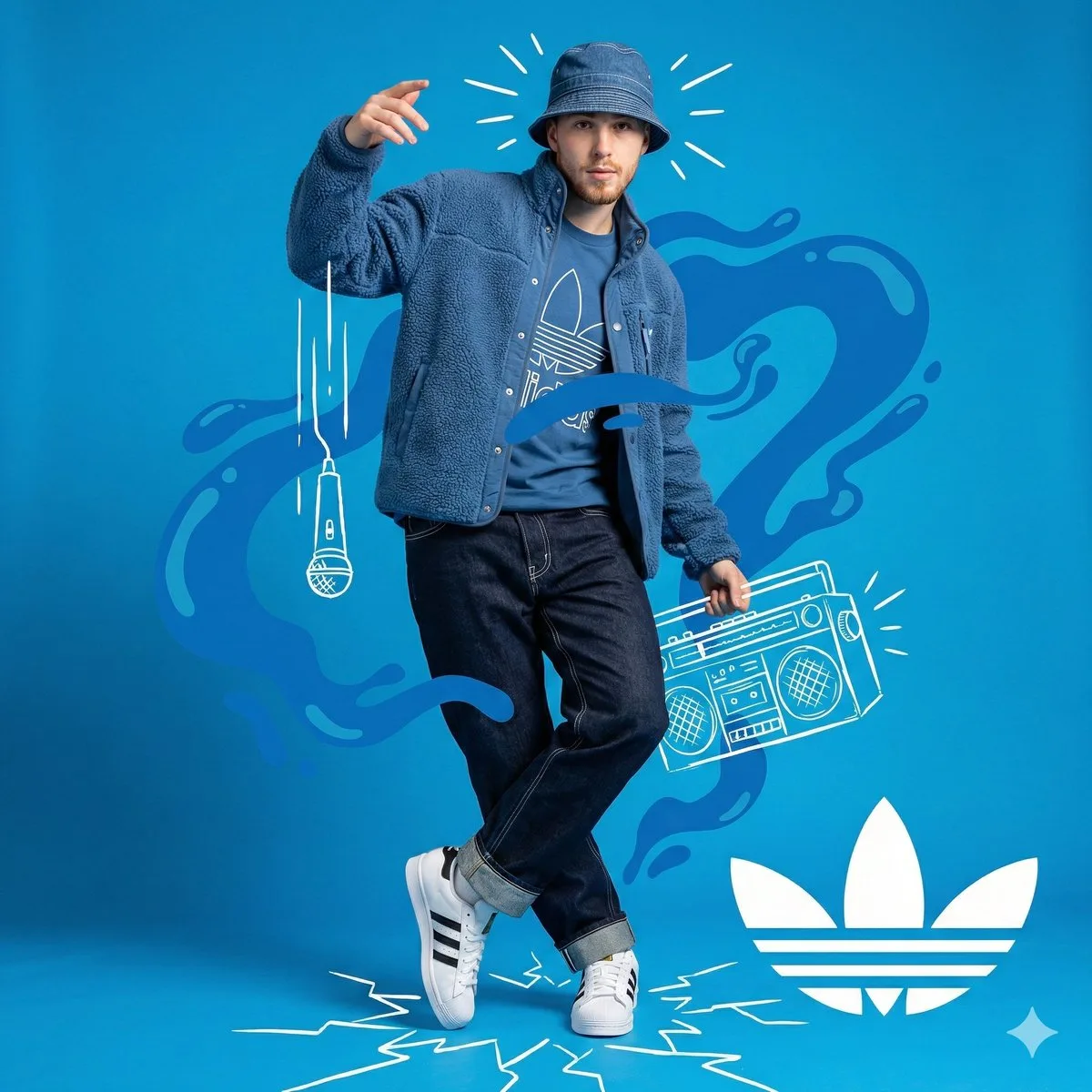 Creative graffiti photography blue streetwear — Sonra