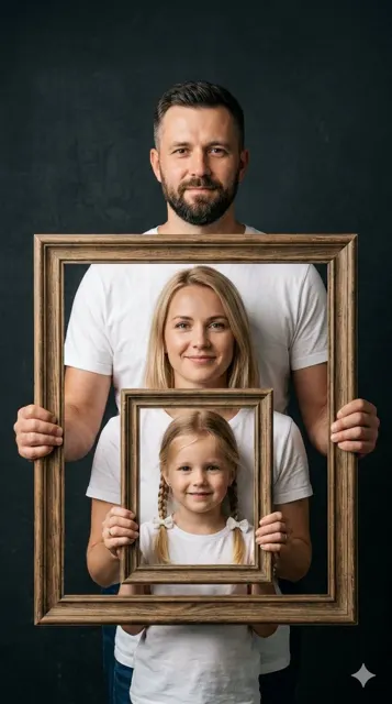 Nested family portrait frames