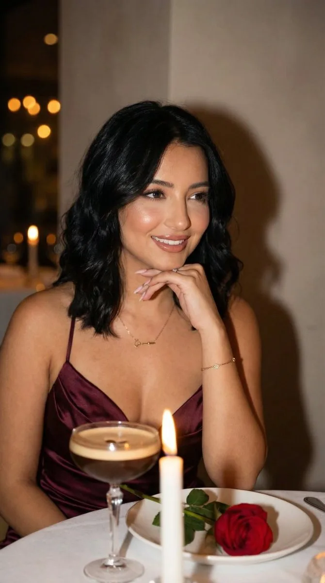 Burgundy romantic candlelight dinner — After