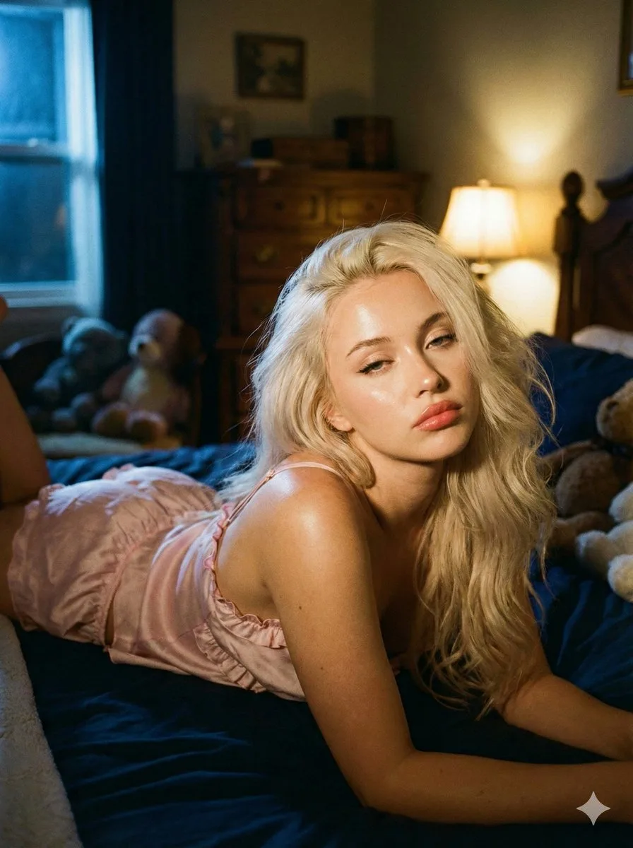 Dreamy pink satin girl portrait — Sonra