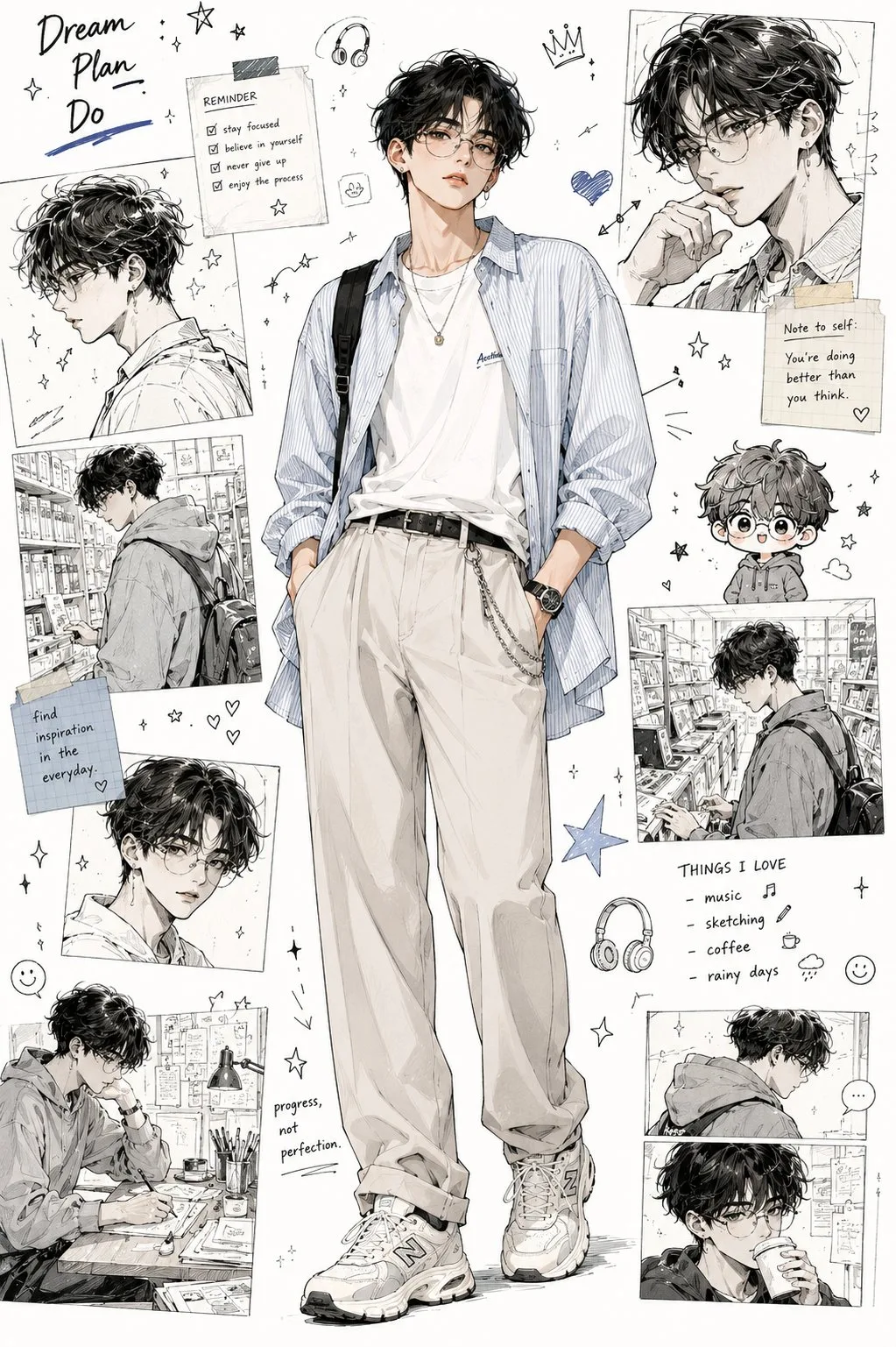 Semi realistic anime korean boy moodboard — Sonra