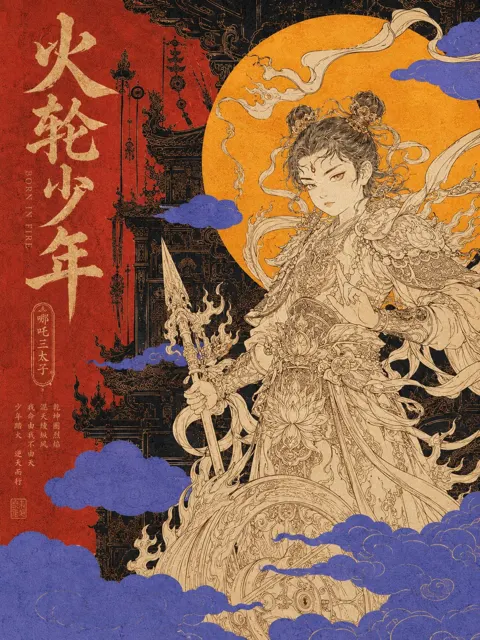 Oriental retro mythology decorative poster