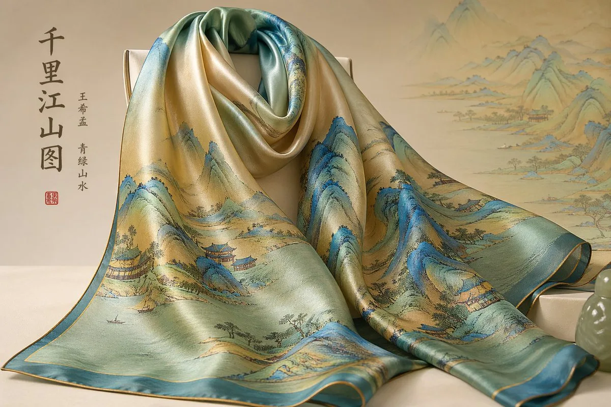 Thousand li rivers silk scarf — Sonra