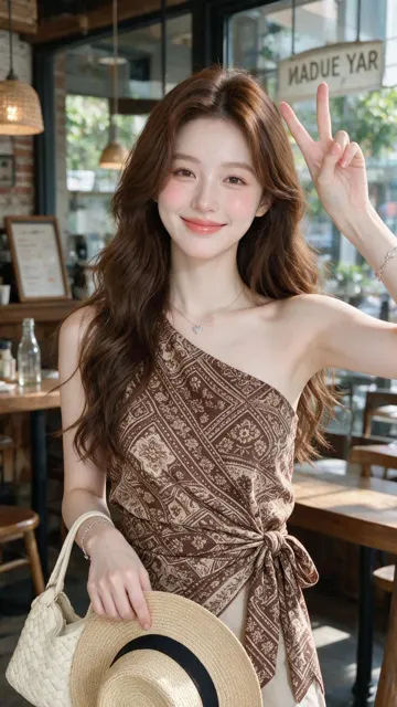 Young east asian woman modern cafe portrait