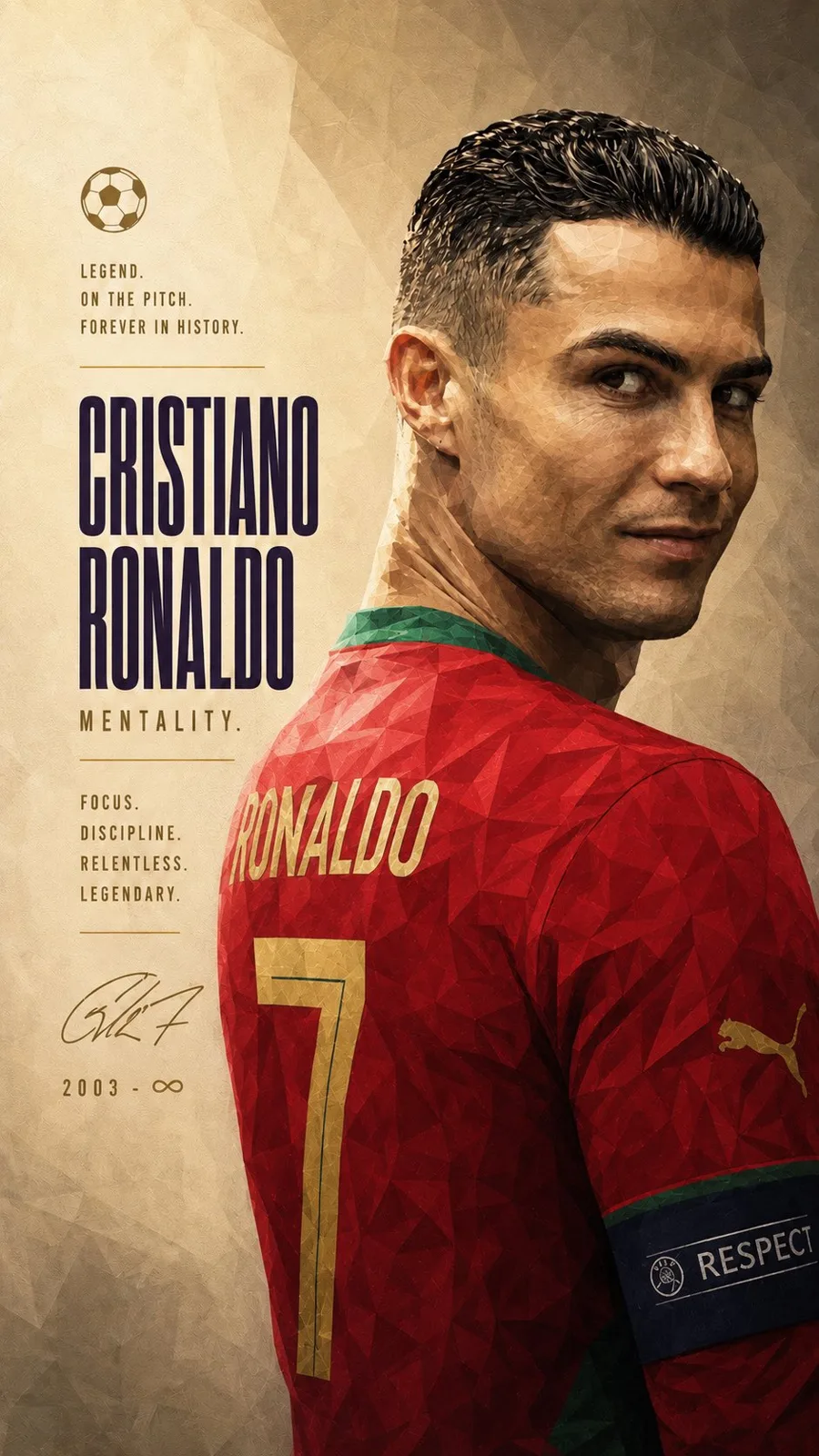 Ronaldo tribute low poly sports poster design — Sonra