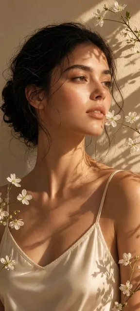 Ultra realistic dreamy beauty editorial portrait