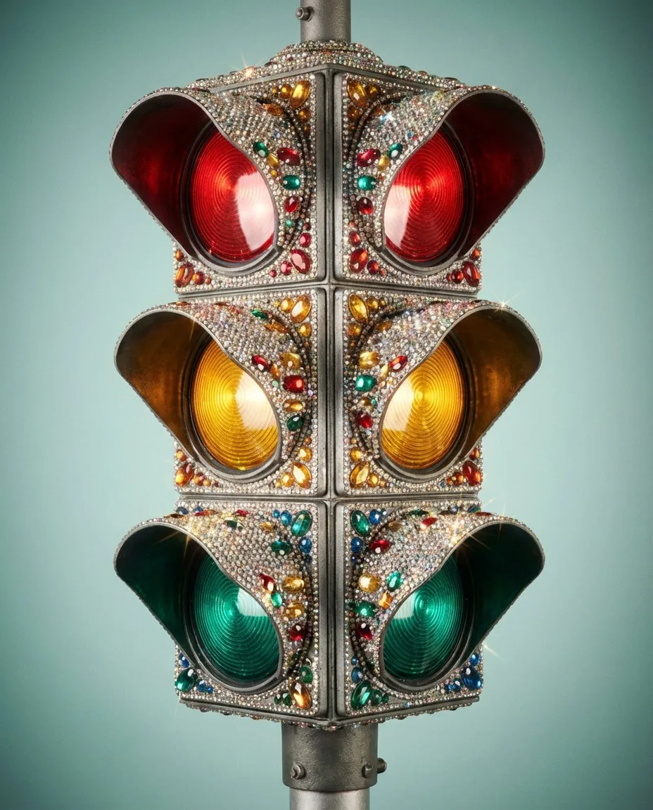 Rhinestone vintage traffic light — Sonra