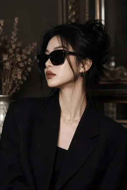 Luxury dark editorial fashion female portrait