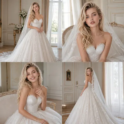 Professional bridal photoshoot quad grid