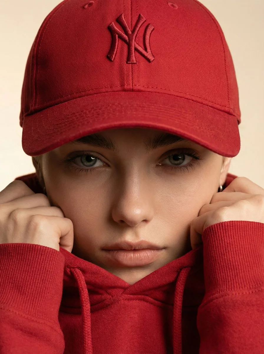 Extreme close up red cap fashion — Sonra