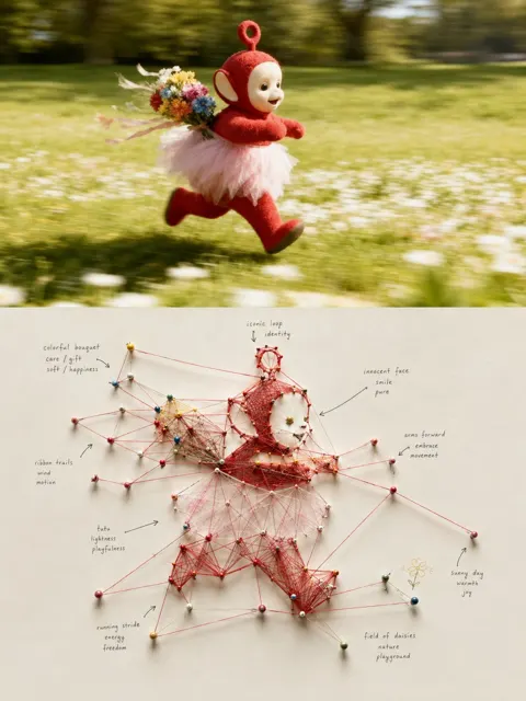 Physical red string node mapping poster