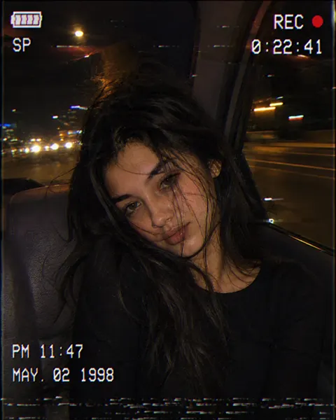 1998 retro vhs night car portrait
