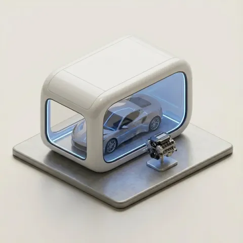 Minimalist 3d isometric car showroom