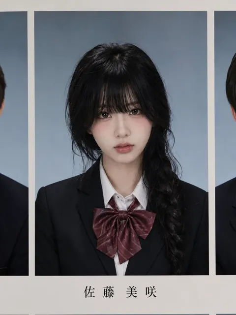 Ultra realistic japanese high school yearbook girl portrait