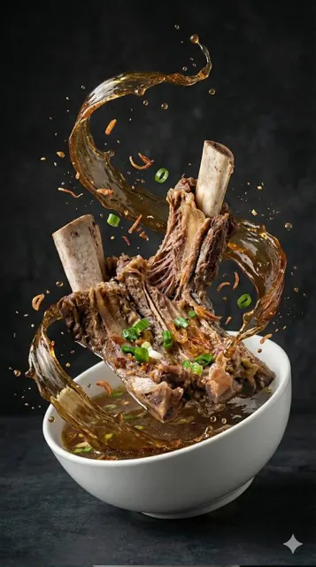 Dynamic soup splash food photography