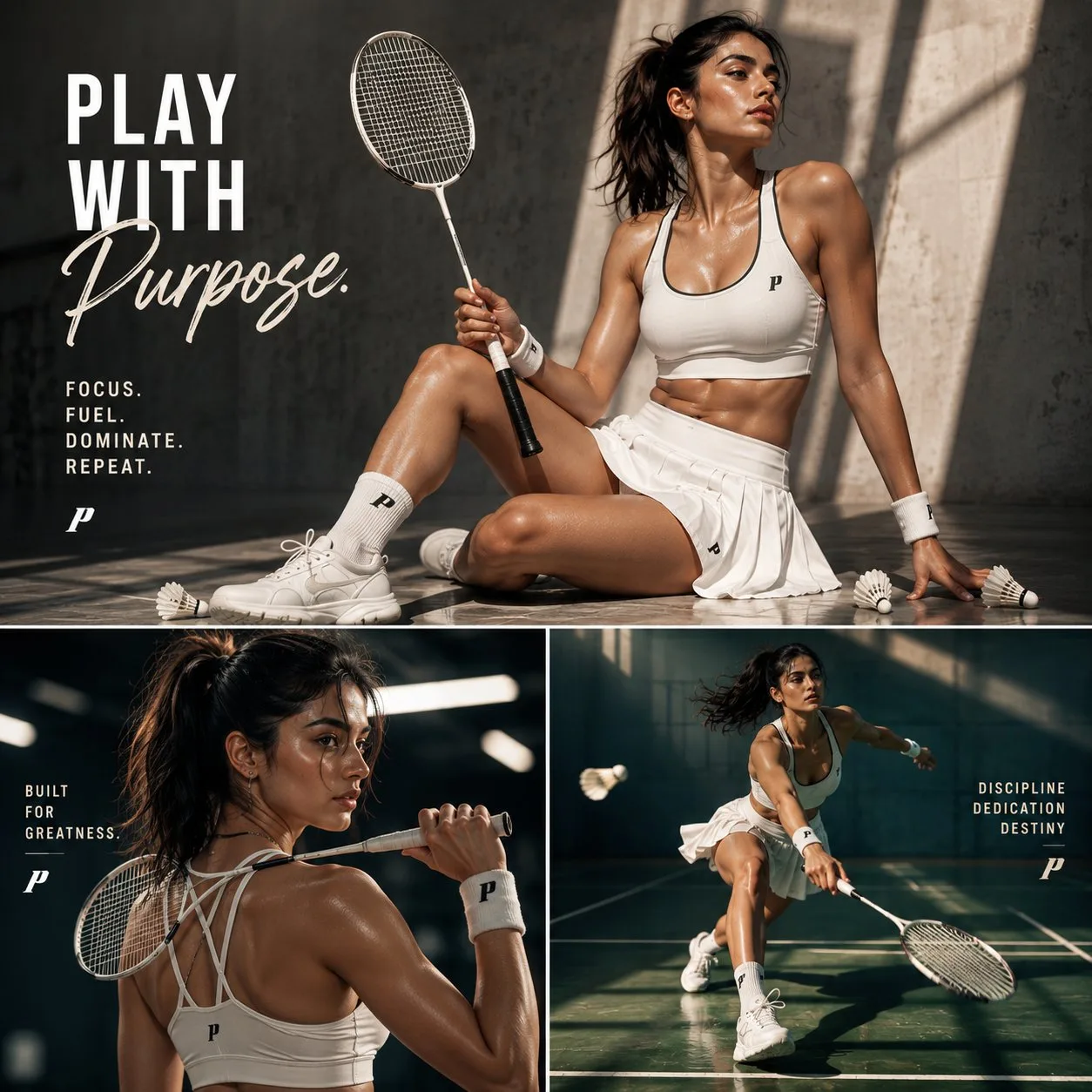Premium badminton sports editorial poster collage — After